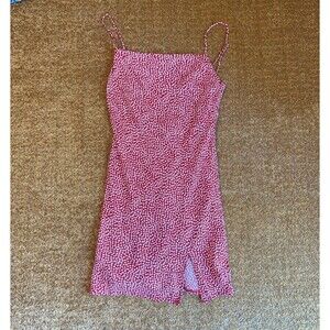 Princess Polly Peppa Mini Dress Floral Red Ditsy Sundress Women's 4 Cotton Linen